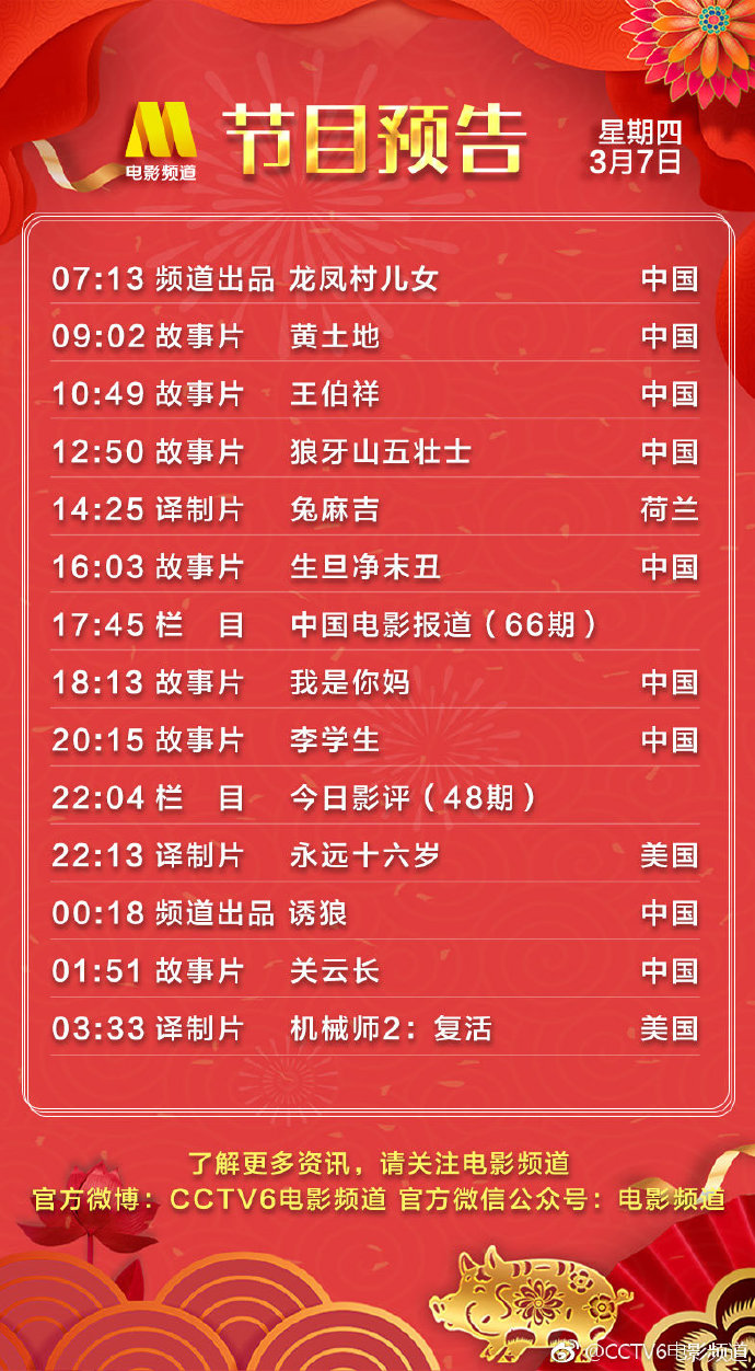 央视电影频道节目表精彩概览,不容错过!